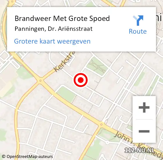 Locatie op kaart van de 112 melding: Brandweer Met Grote Spoed Naar Panningen, Dr. Ariënsstraat op 7 oktober 2021 11:37