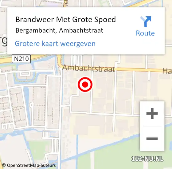 Locatie op kaart van de 112 melding: Brandweer Met Grote Spoed Naar Bergambacht, Ambachtstraat op 7 oktober 2021 12:01