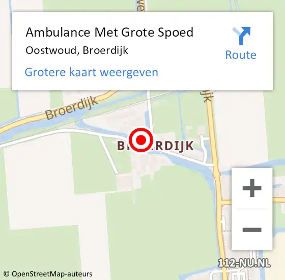 Locatie op kaart van de 112 melding: Ambulance Met Grote Spoed Naar Oostwoud, Broerdijk op 7 oktober 2021 12:21