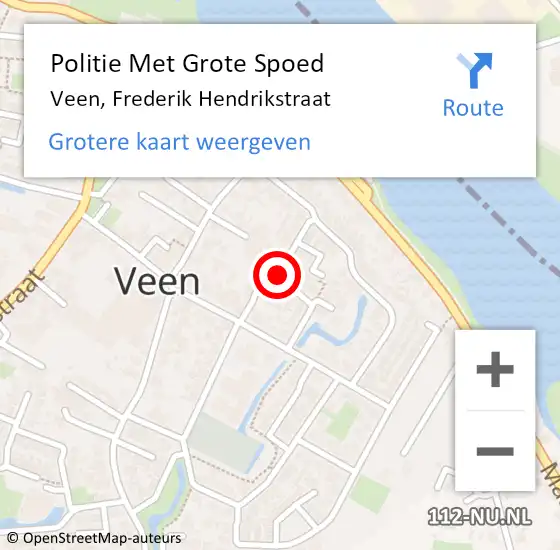 Locatie op kaart van de 112 melding: Politie Met Grote Spoed Naar Veen, Frederik Hendrikstraat op 7 oktober 2021 12:49