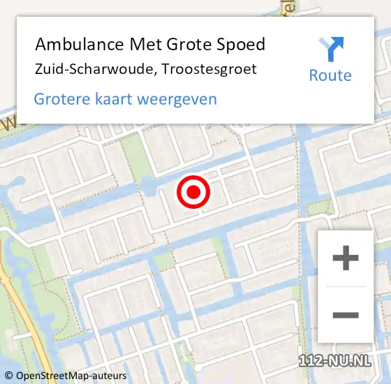 Locatie op kaart van de 112 melding: Ambulance Met Grote Spoed Naar Zuid-Scharwoude, Troostesgroet op 7 oktober 2021 12:51