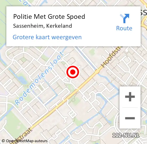 Locatie op kaart van de 112 melding: Politie Met Grote Spoed Naar Sassenheim, Kerkeland op 7 oktober 2021 13:13