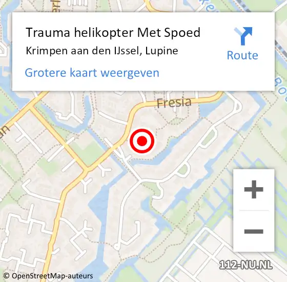 Locatie op kaart van de 112 melding: Trauma helikopter Met Spoed Naar Krimpen aan den IJssel, Lupine op 7 oktober 2021 13:14