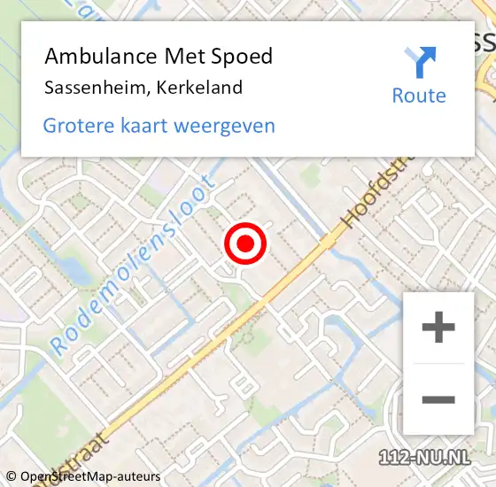 Locatie op kaart van de 112 melding: Ambulance Met Spoed Naar Sassenheim, Kerkeland op 7 oktober 2021 13:15