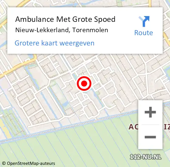 Locatie op kaart van de 112 melding: Ambulance Met Grote Spoed Naar Nieuw-Lekkerland, Torenmolen op 7 oktober 2021 13:20