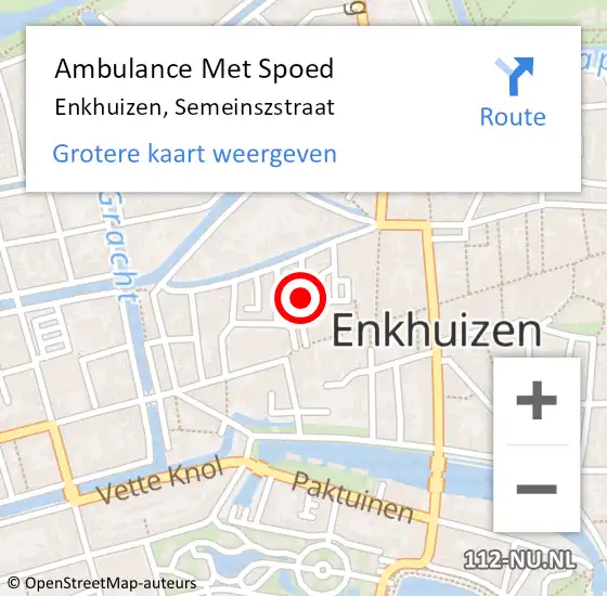 Locatie op kaart van de 112 melding: Ambulance Met Spoed Naar Enkhuizen, Semeinszstraat op 7 oktober 2021 13:37