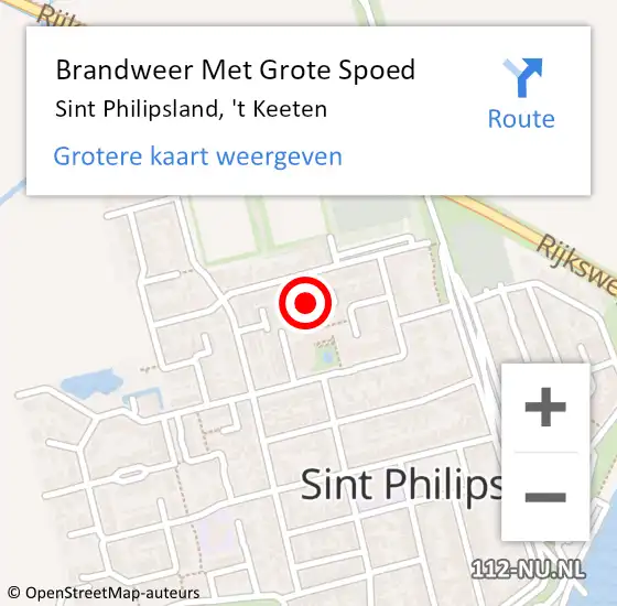 Locatie op kaart van de 112 melding: Brandweer Met Grote Spoed Naar Sint Philipsland, 't Keeten op 7 oktober 2021 13:37