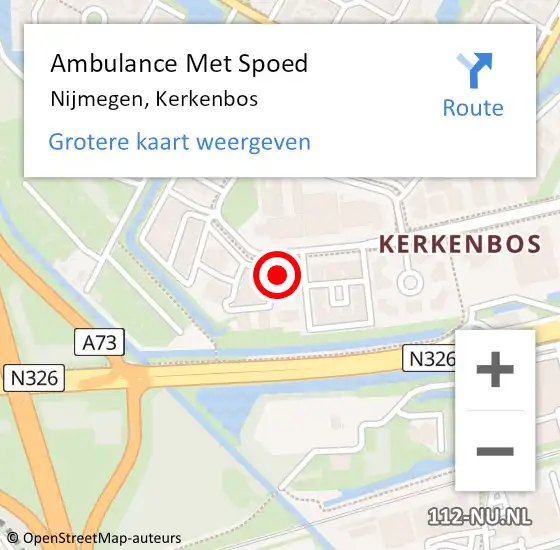 Locatie op kaart van de 112 melding: Ambulance Met Spoed Naar Nijmegen, Kerkenbos op 7 oktober 2021 13:42