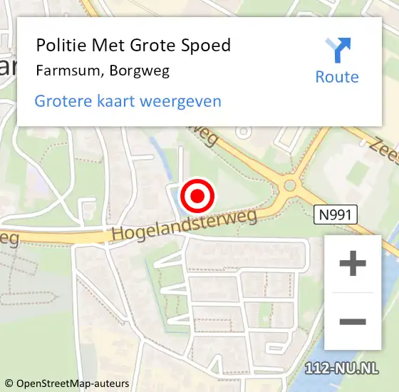 Locatie op kaart van de 112 melding: Politie Met Grote Spoed Naar Farmsum, Borgweg op 7 oktober 2021 13:56