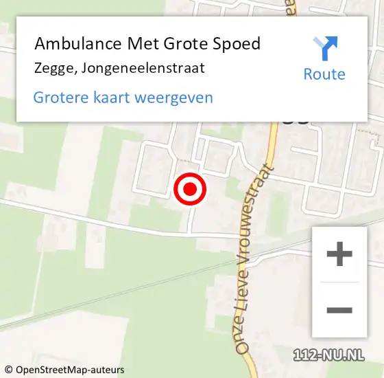 Locatie op kaart van de 112 melding: Ambulance Met Grote Spoed Naar Zegge, Jongeneelenstraat op 6 oktober 2013 08:45