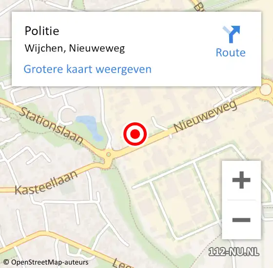 Locatie op kaart van de 112 melding: Politie Wijchen, Nieuweweg op 7 oktober 2021 14:09