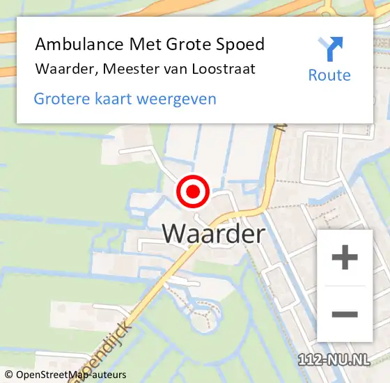 Locatie op kaart van de 112 melding: Ambulance Met Grote Spoed Naar Waarder, Meester van Loostraat op 7 oktober 2021 14:20