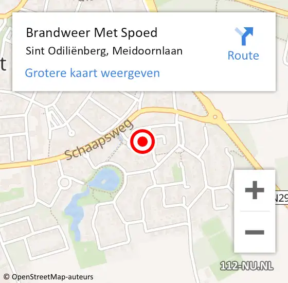 Locatie op kaart van de 112 melding: Brandweer Met Spoed Naar Sint Odiliënberg, Meidoornlaan op 7 oktober 2021 14:21