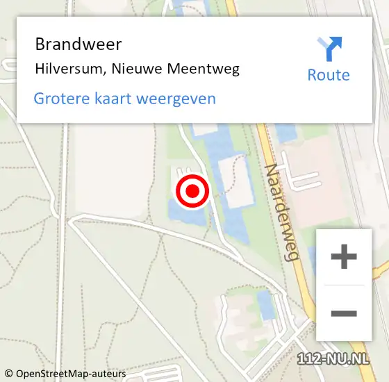 Locatie op kaart van de 112 melding: Brandweer Hilversum, Nieuwe Meentweg op 7 oktober 2021 14:23