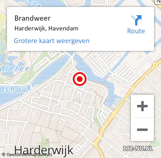 Locatie op kaart van de 112 melding: Brandweer Harderwijk, Havendam op 7 oktober 2021 14:29