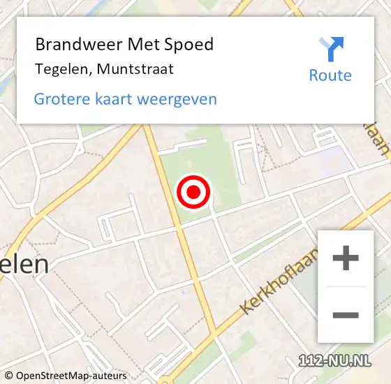 Locatie op kaart van de 112 melding: Brandweer Met Spoed Naar Tegelen, Muntstraat op 7 oktober 2021 14:31