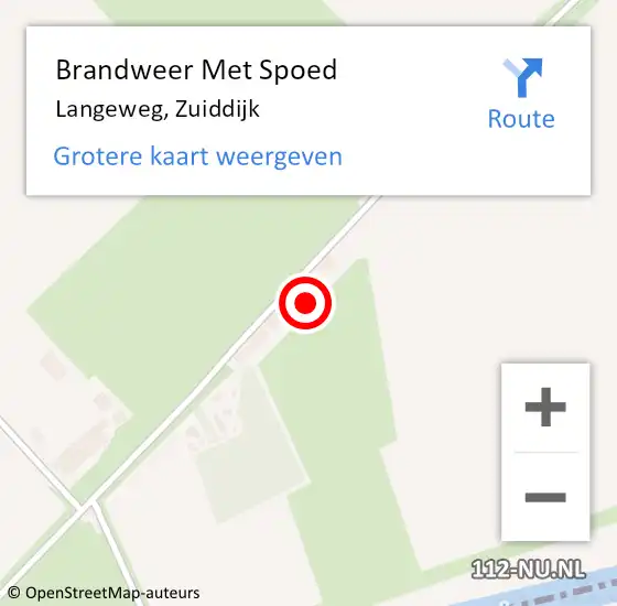 Locatie op kaart van de 112 melding: Brandweer Met Spoed Naar Langeweg, Zuiddijk op 7 oktober 2021 14:34