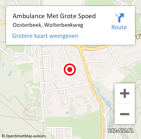 Locatie op kaart van de 112 melding: Ambulance Met Grote Spoed Naar Oosterbeek, Wolterbeekweg op 7 oktober 2021 14:57