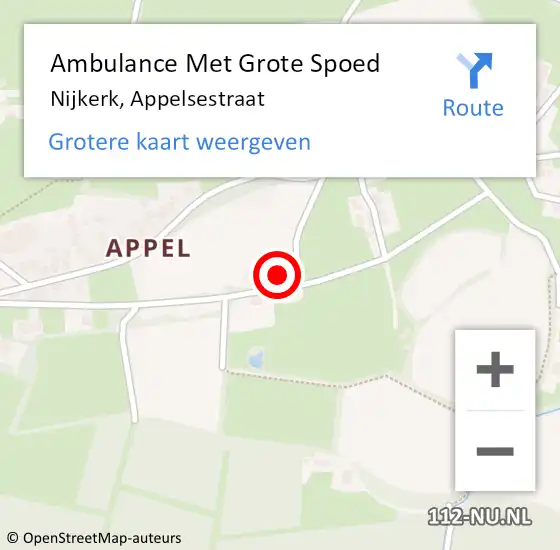 Locatie op kaart van de 112 melding: Ambulance Met Grote Spoed Naar Nijkerk, Appelsestraat op 7 oktober 2021 15:01