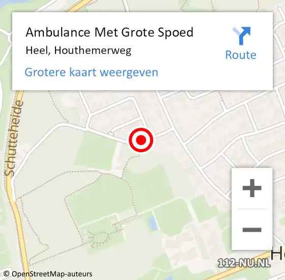 Locatie op kaart van de 112 melding: Ambulance Met Grote Spoed Naar Heel, Houthemerweg op 7 oktober 2021 15:05