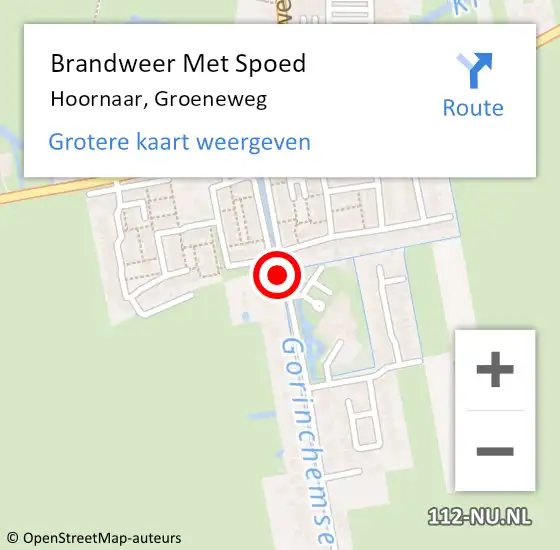 Locatie op kaart van de 112 melding: Brandweer Met Spoed Naar Hoornaar, Groeneweg op 7 oktober 2021 15:18