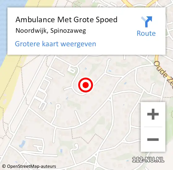 Locatie op kaart van de 112 melding: Ambulance Met Grote Spoed Naar Noordwijk, Spinozaweg op 7 oktober 2021 15:20