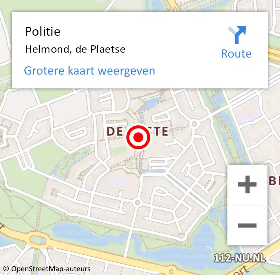 Locatie op kaart van de 112 melding: Politie Helmond, de Plaetse op 7 oktober 2021 15:26