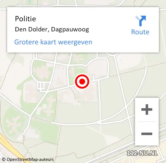 Locatie op kaart van de 112 melding: Politie Den Dolder, Dagpauwoog op 7 oktober 2021 15:35