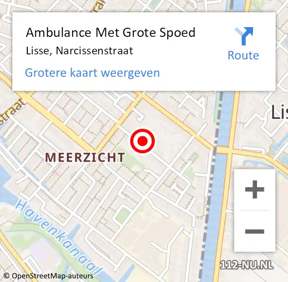 Locatie op kaart van de 112 melding: Ambulance Met Grote Spoed Naar Lisse, Narcissenstraat op 7 oktober 2021 15:52