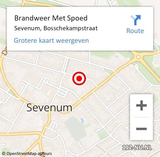 Locatie op kaart van de 112 melding: Brandweer Met Spoed Naar Sevenum, Bosschekampstraat op 7 oktober 2021 15:57