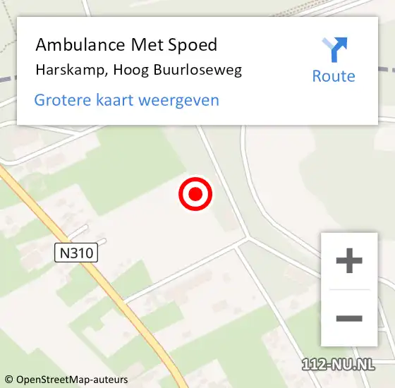 Locatie op kaart van de 112 melding: Ambulance Met Spoed Naar Harskamp, Hoog Buurloseweg op 7 oktober 2021 15:59