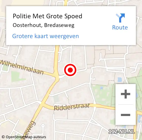 Locatie op kaart van de 112 melding: Politie Met Grote Spoed Naar Oosterhout, Bredaseweg op 7 oktober 2021 16:21