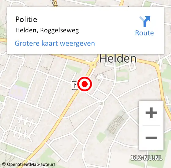 Locatie op kaart van de 112 melding: Politie Helden, Roggelseweg op 7 oktober 2021 16:44