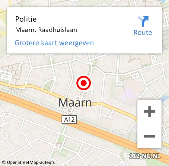 Locatie op kaart van de 112 melding: Politie Maarn, Raadhuislaan op 7 oktober 2021 16:49