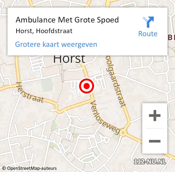 Locatie op kaart van de 112 melding: Ambulance Met Grote Spoed Naar Horst, Hoofdstraat op 25 juni 2014 11:38