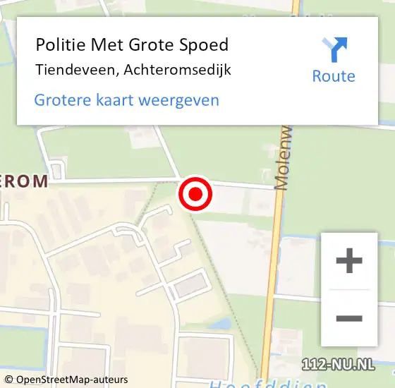 Locatie op kaart van de 112 melding: Politie Met Grote Spoed Naar Tiendeveen, Achteromsedijk op 7 oktober 2021 17:12