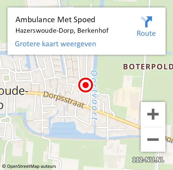 Locatie op kaart van de 112 melding: Ambulance Met Spoed Naar Hazerswoude-Dorp, Berkenhof op 7 oktober 2021 17:18