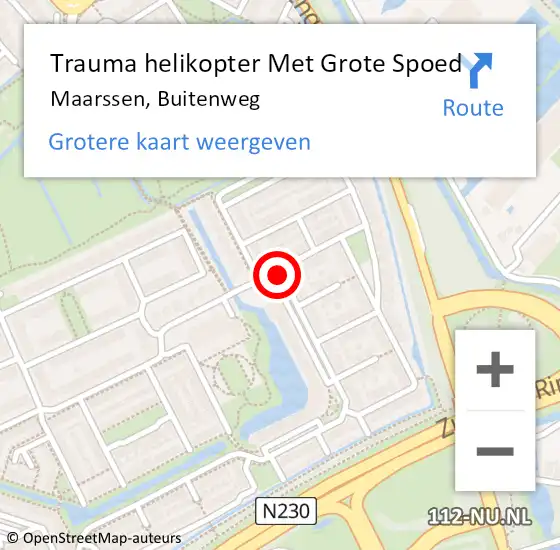 Locatie op kaart van de 112 melding: Trauma helikopter Met Grote Spoed Naar Maarssen, Buitenweg op 7 oktober 2021 17:18