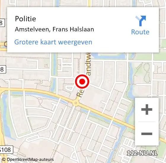 Locatie op kaart van de 112 melding: Politie Amstelveen, Frans Halslaan op 25 juni 2014 11:40