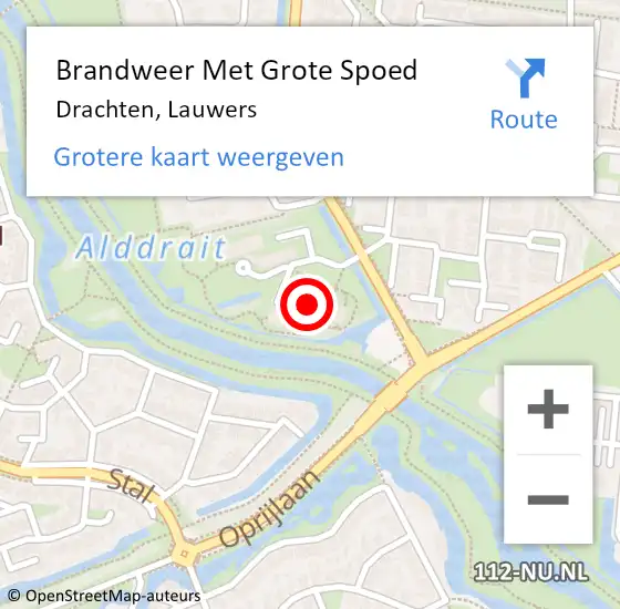 Locatie op kaart van de 112 melding: Brandweer Met Grote Spoed Naar Drachten, Lauwers op 7 oktober 2021 17:28