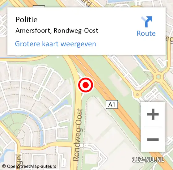 Locatie op kaart van de 112 melding: Politie Amersfoort, Rondweg-Oost op 7 oktober 2021 17:39