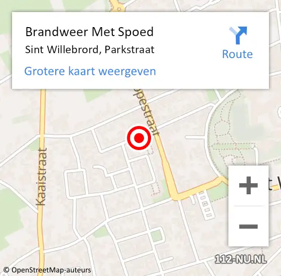 Locatie op kaart van de 112 melding: Brandweer Met Spoed Naar Sint Willebrord, Parkstraat op 7 oktober 2021 17:52