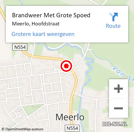 Locatie op kaart van de 112 melding: Brandweer Met Grote Spoed Naar Meerlo, Hoofdstraat op 7 oktober 2021 17:55