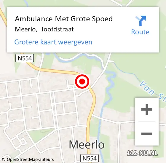 Locatie op kaart van de 112 melding: Ambulance Met Grote Spoed Naar Meerlo, Hoofdstraat op 7 oktober 2021 18:11