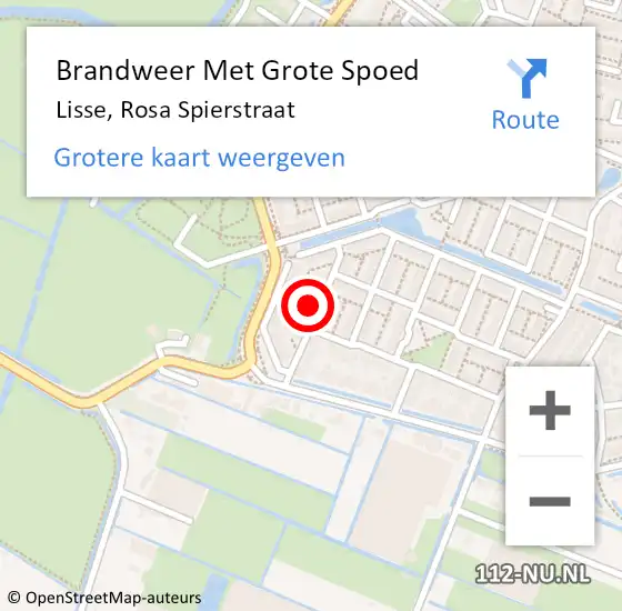 Locatie op kaart van de 112 melding: Brandweer Met Grote Spoed Naar Lisse, Rosa Spierstraat op 7 oktober 2021 18:37