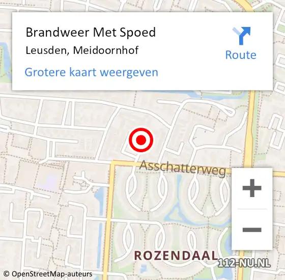 Locatie op kaart van de 112 melding: Brandweer Met Spoed Naar Leusden, Meidoornhof op 7 oktober 2021 18:38