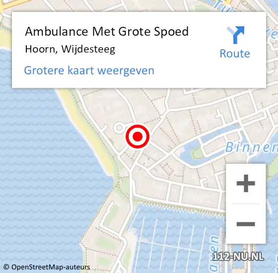 Locatie op kaart van de 112 melding: Ambulance Met Grote Spoed Naar Hoorn, Wijdesteeg op 7 oktober 2021 18:39