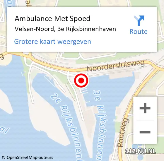 Locatie op kaart van de 112 melding: Ambulance Met Spoed Naar Velsen-Noord, 3e Rijksbinnenhaven op 7 oktober 2021 18:58