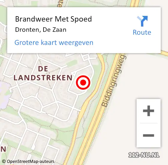 Locatie op kaart van de 112 melding: Brandweer Met Spoed Naar Dronten, De Zaan op 7 oktober 2021 19:14