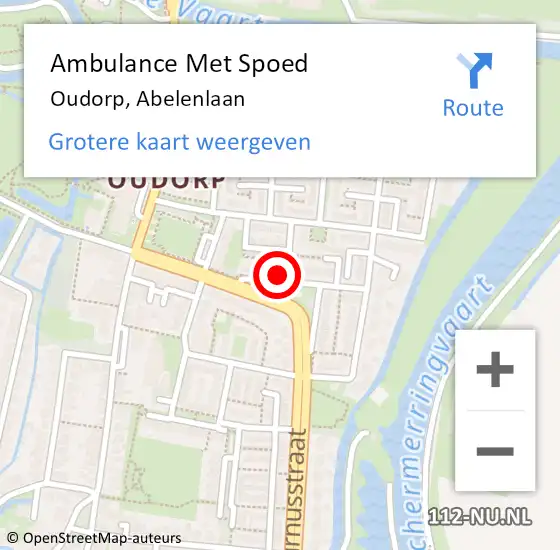 Locatie op kaart van de 112 melding: Ambulance Met Spoed Naar Oudorp, Abelenlaan op 6 oktober 2013 08:56